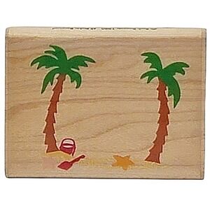 VTG 90s Rubber Stampede Palm Beach‎ Postage Rubber Stamp Z-27-D 1990 Wood Mount